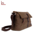 Customized logo leather shoulder bag canvas mens messenger bag